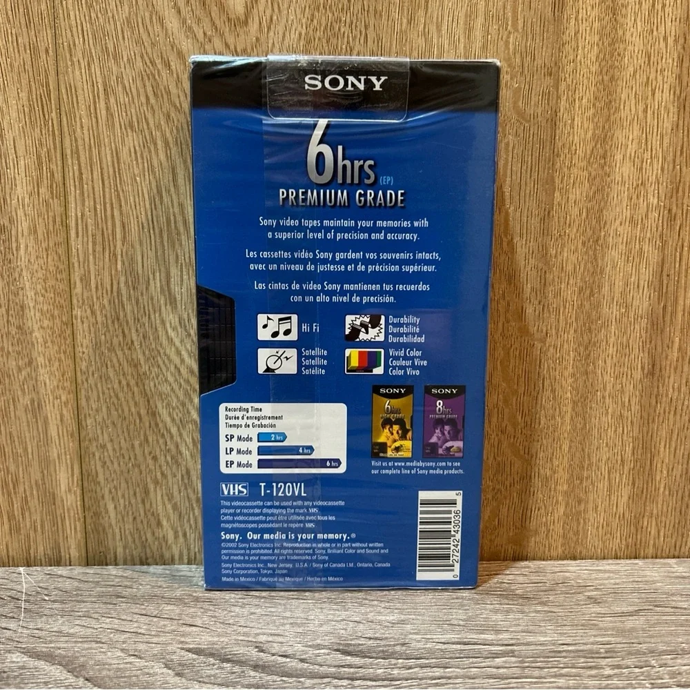 SONY Premium Grade T-120 VHS Tape Brand New Sealed 6 Hour